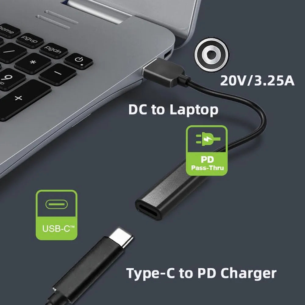 Câble Adaptateur USB-C vers DC — Chargez votre laptop via powerbank