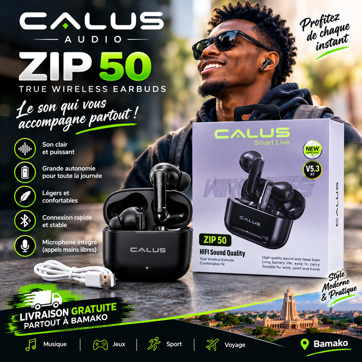 CALUS ZIP 50 – Écouteurs sans fil