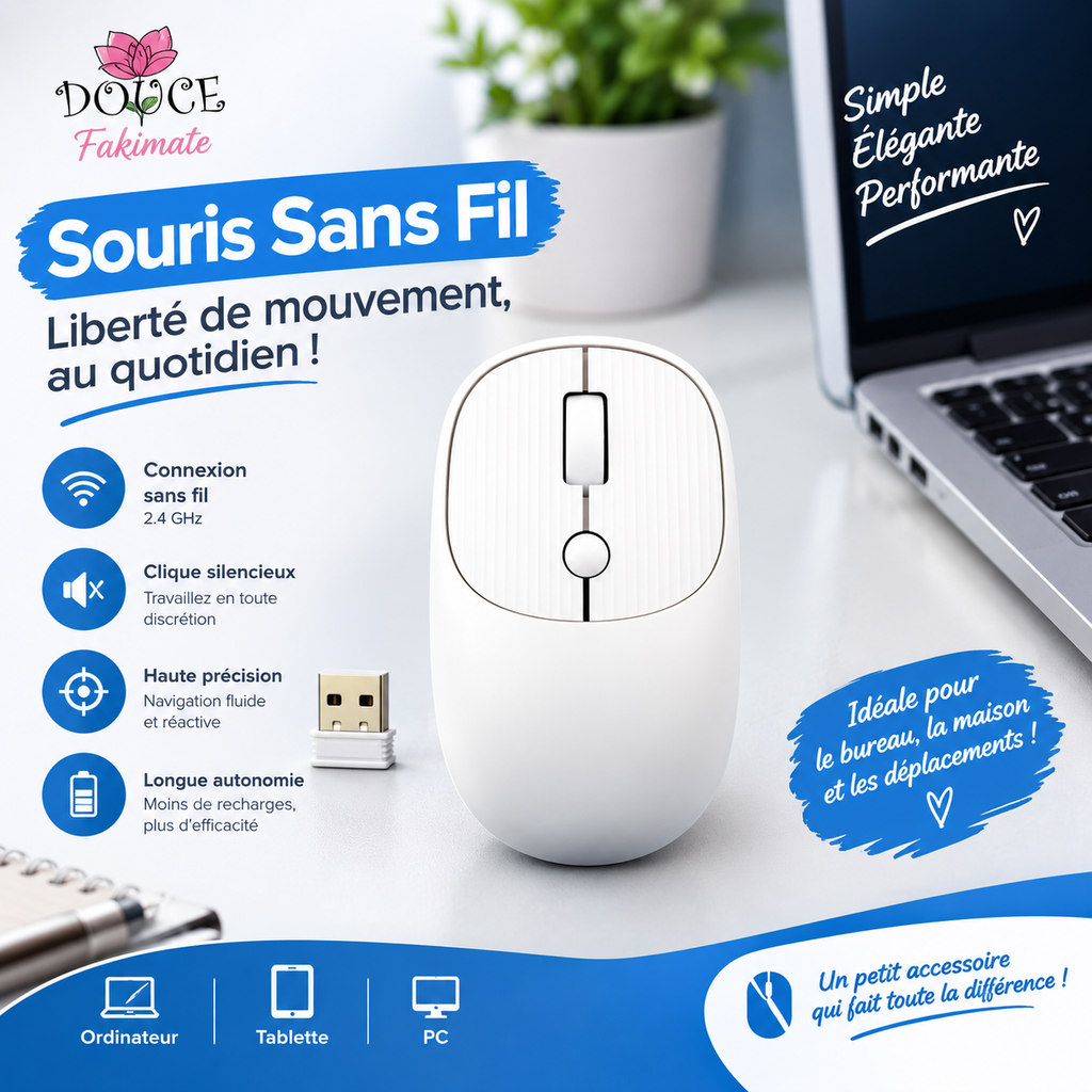 Souris sans fil – Noir - Blanc & Rouge