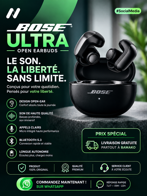 Bose Ultra Open Earbuds — Liberté, confort et qualité sonore