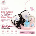 Étui Apple rigide avec collier cœur élégant bleu pastel